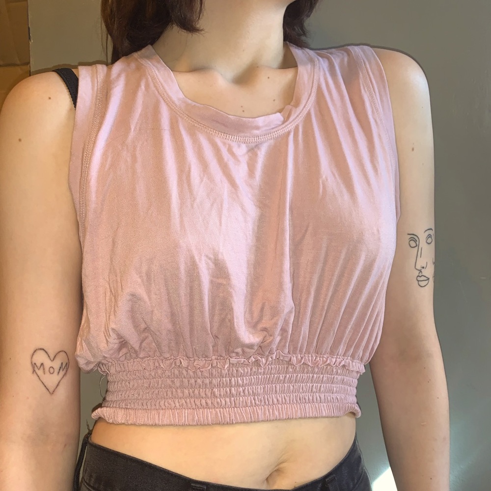 Light pink crop open back